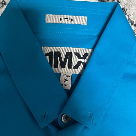 Express Fitted Button Dress Shirt Sky Blue Men's Size M - Picture 3 of 3
